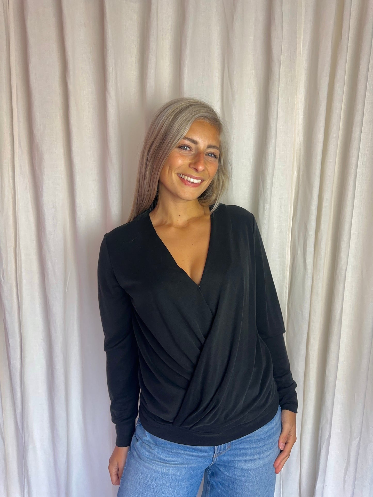 Blouse Dante6 overslag modal donkergrijs maat 3