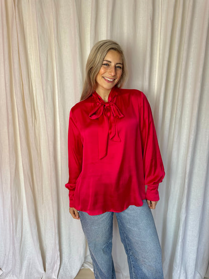 Blouse EkseptXFred van Leer fuchsia roze maat XL