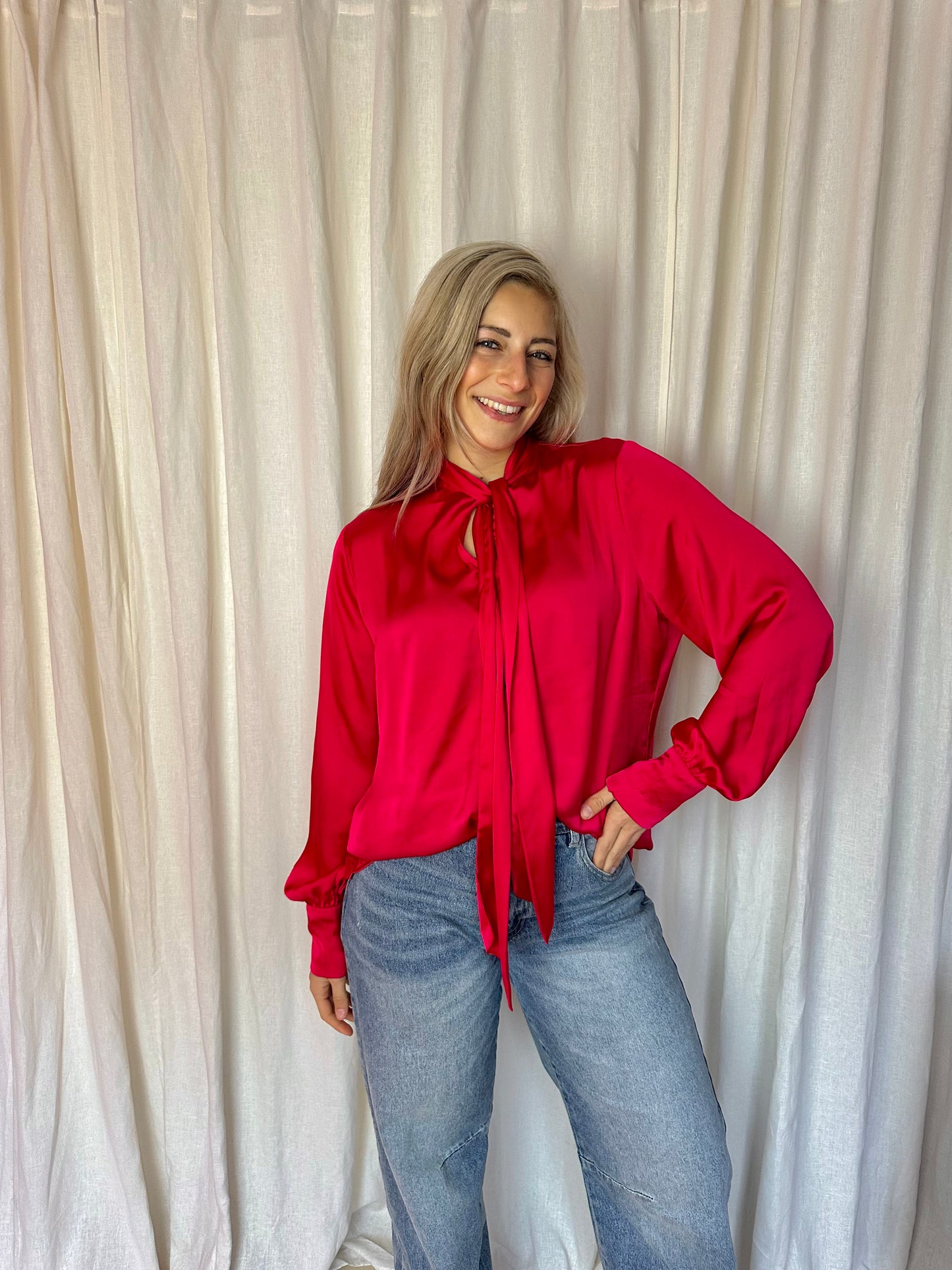 Blouse EkseptXFred van Leer fuchsia roze maat XL