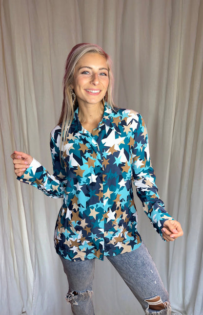 Blouse Elisabetta Franchi sterren blauw maat 40