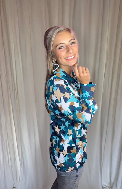 Blouse Elisabetta Franchi sterren blauw maat 40