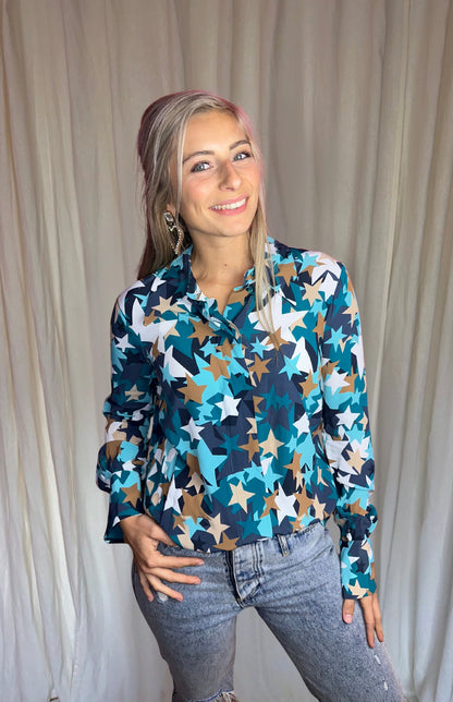 Blouse Elisabetta Franchi sterren blauw maat 40