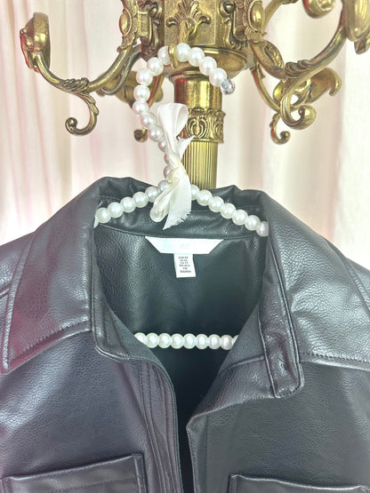 Blouse H&M lederlook zwart maat XS