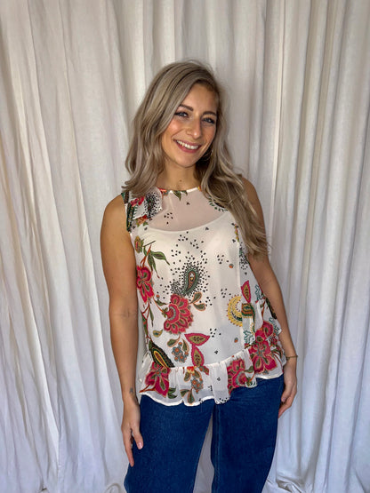 Blouse Liu Jo Crème bloemenprint - Maat L
