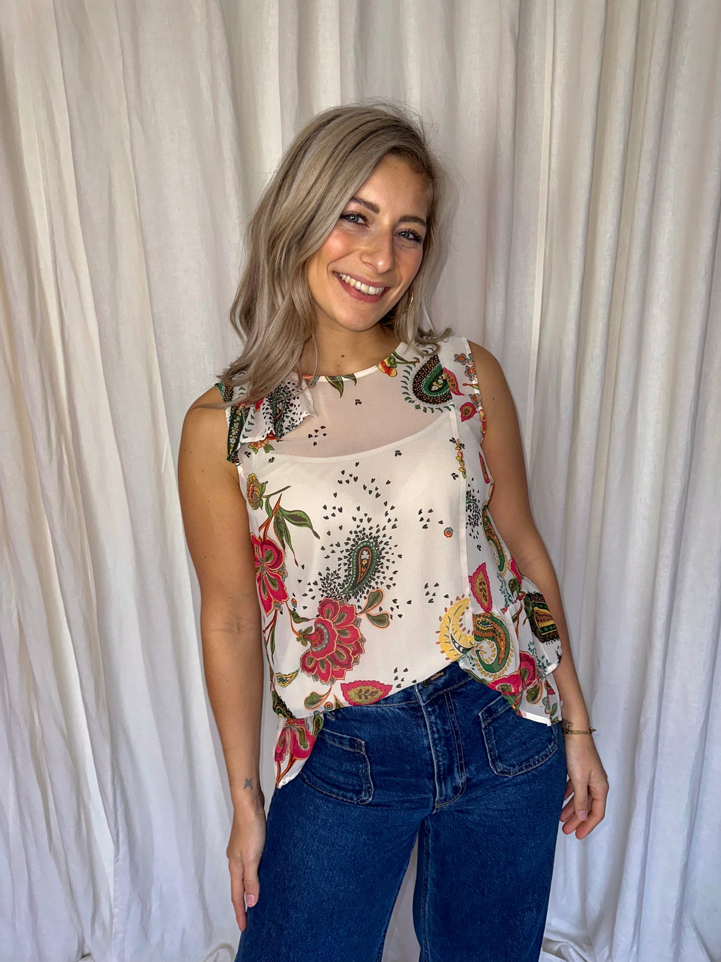 Blouse Liu Jo Crème bloemenprint - Maat L