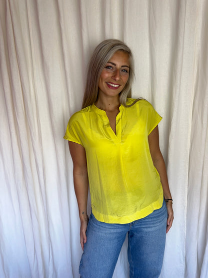 Blouse Luisa Cerano korte mouw geel maat 38