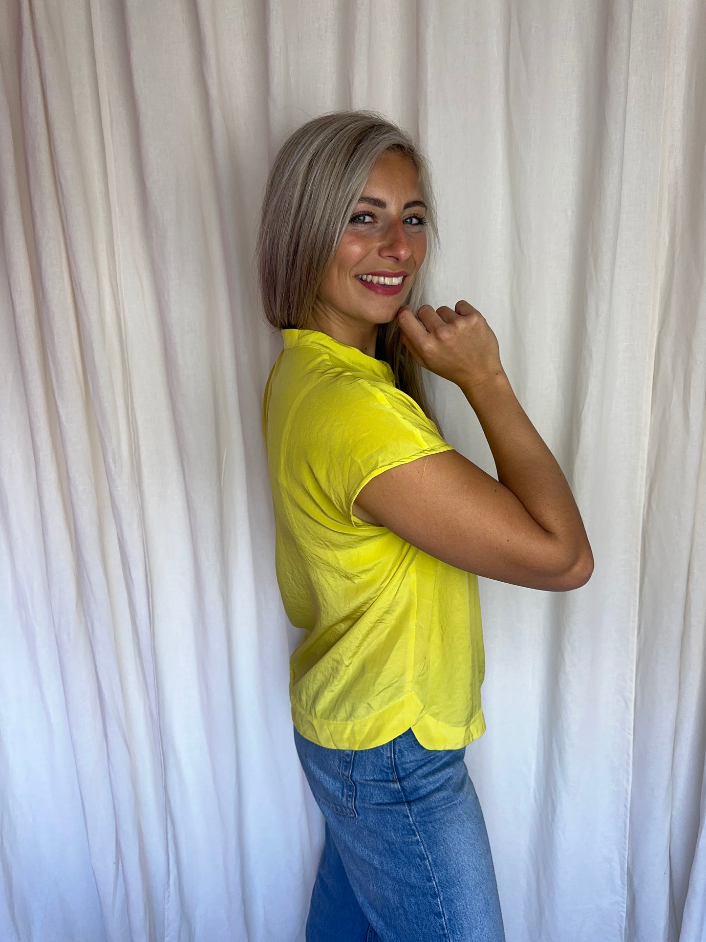 Blouse Luisa Cerano korte mouw geel maat 38