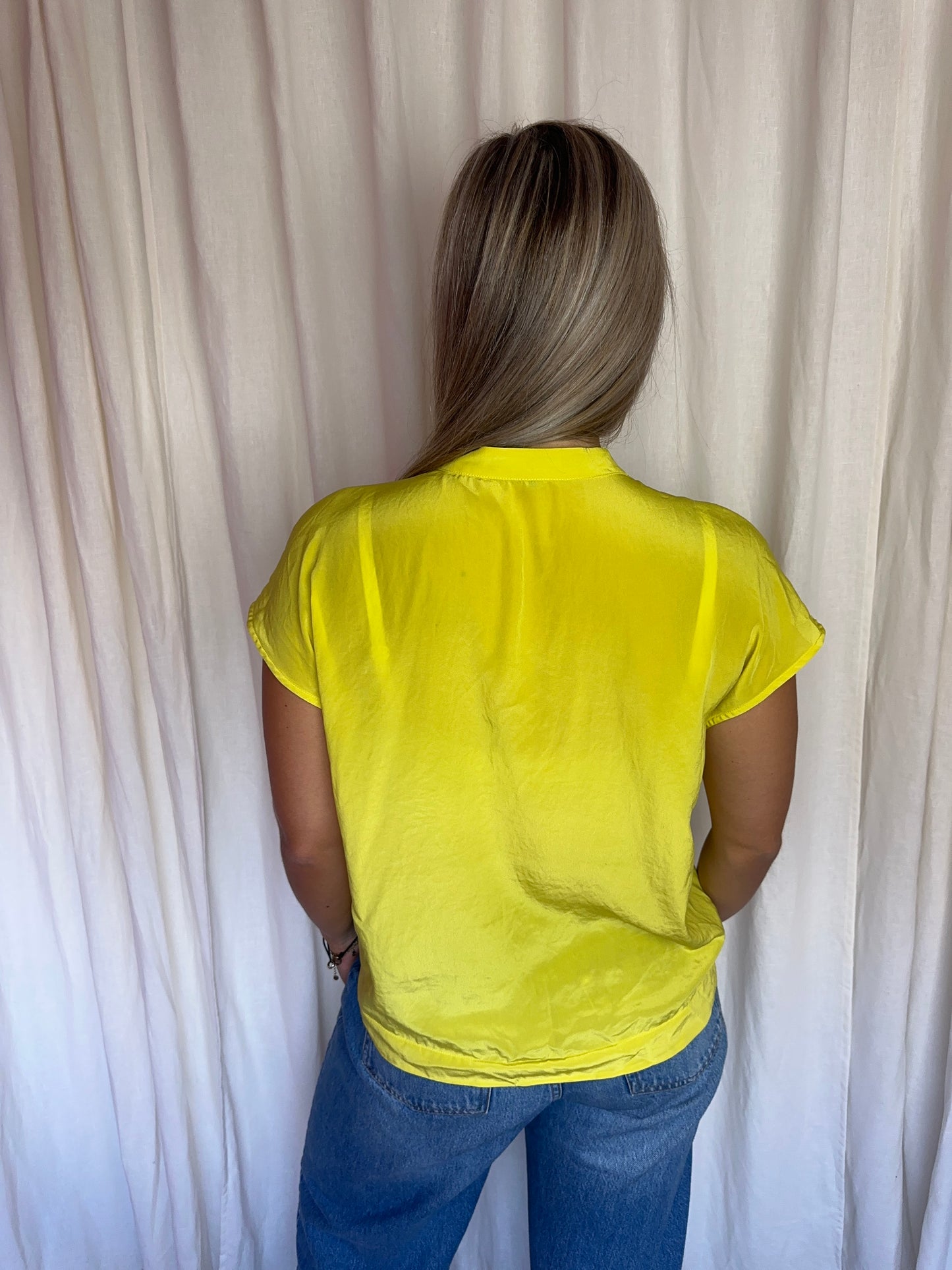 Blouse Luisa Cerano korte mouw geel maat 38