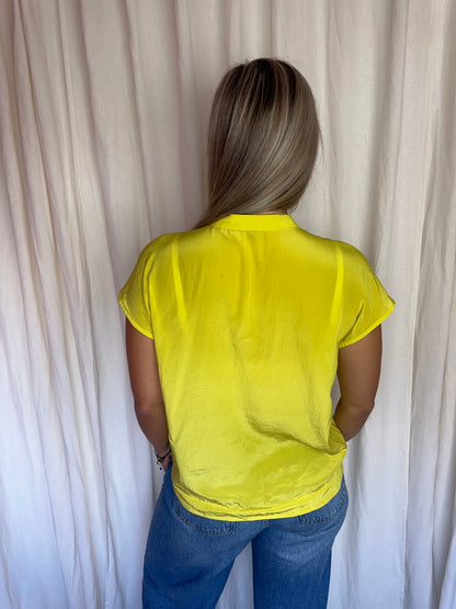 Blouse Luisa Cerano korte mouw geel maat 38