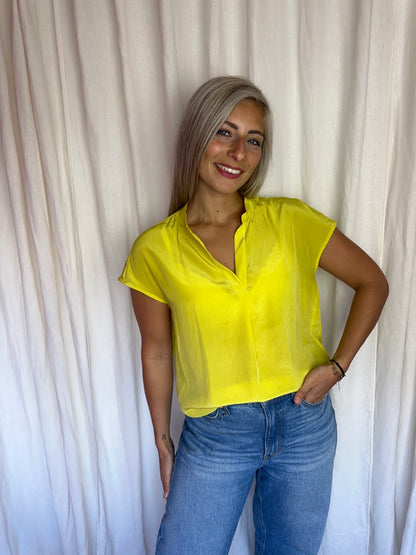 Blouse Luisa Cerano korte mouw geel maat 38