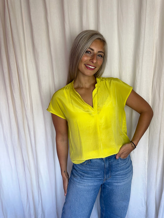Blouse Luisa Cerano korte mouw geel maat 38