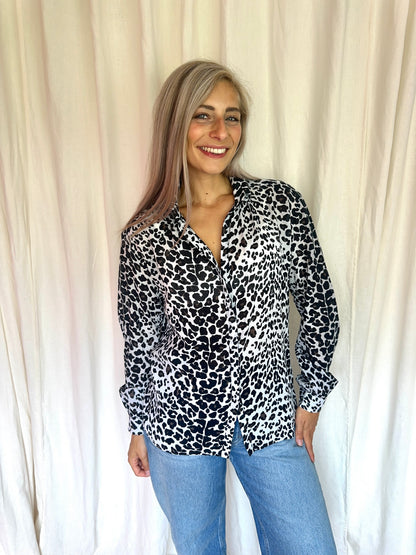 Blouse Maje panterprint zwart,wit maat M