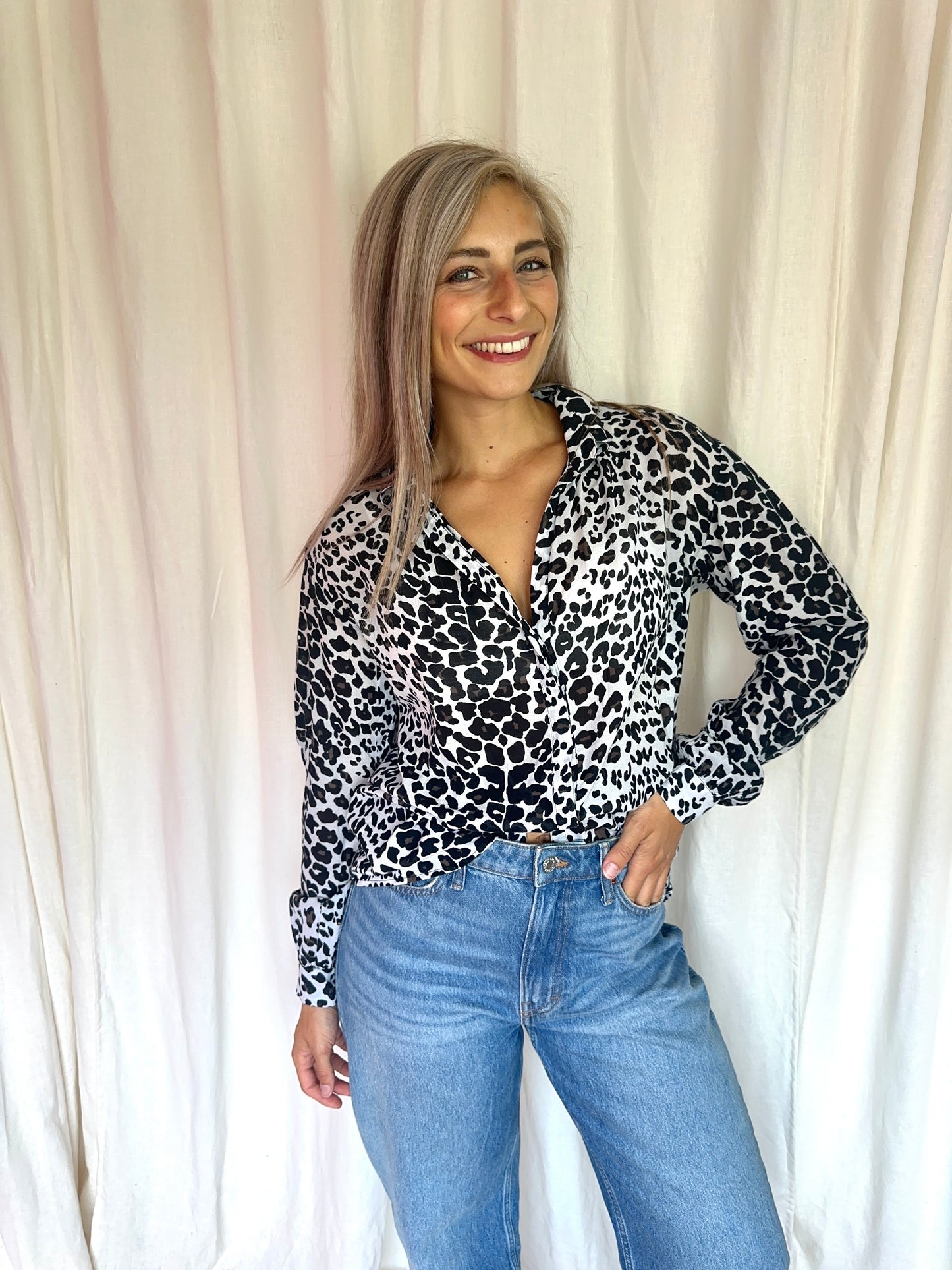 Blouse Maje panterprint zwart,wit maat M
