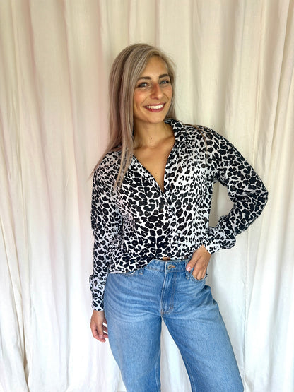 Blouse Maje panterprint zwart,wit maat M