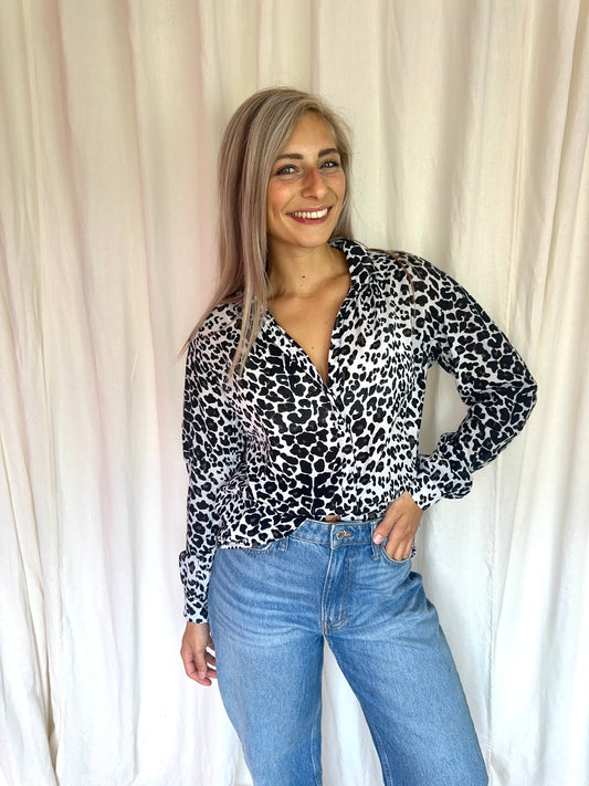 Blouse Maje panterprint zwart,wit maat M