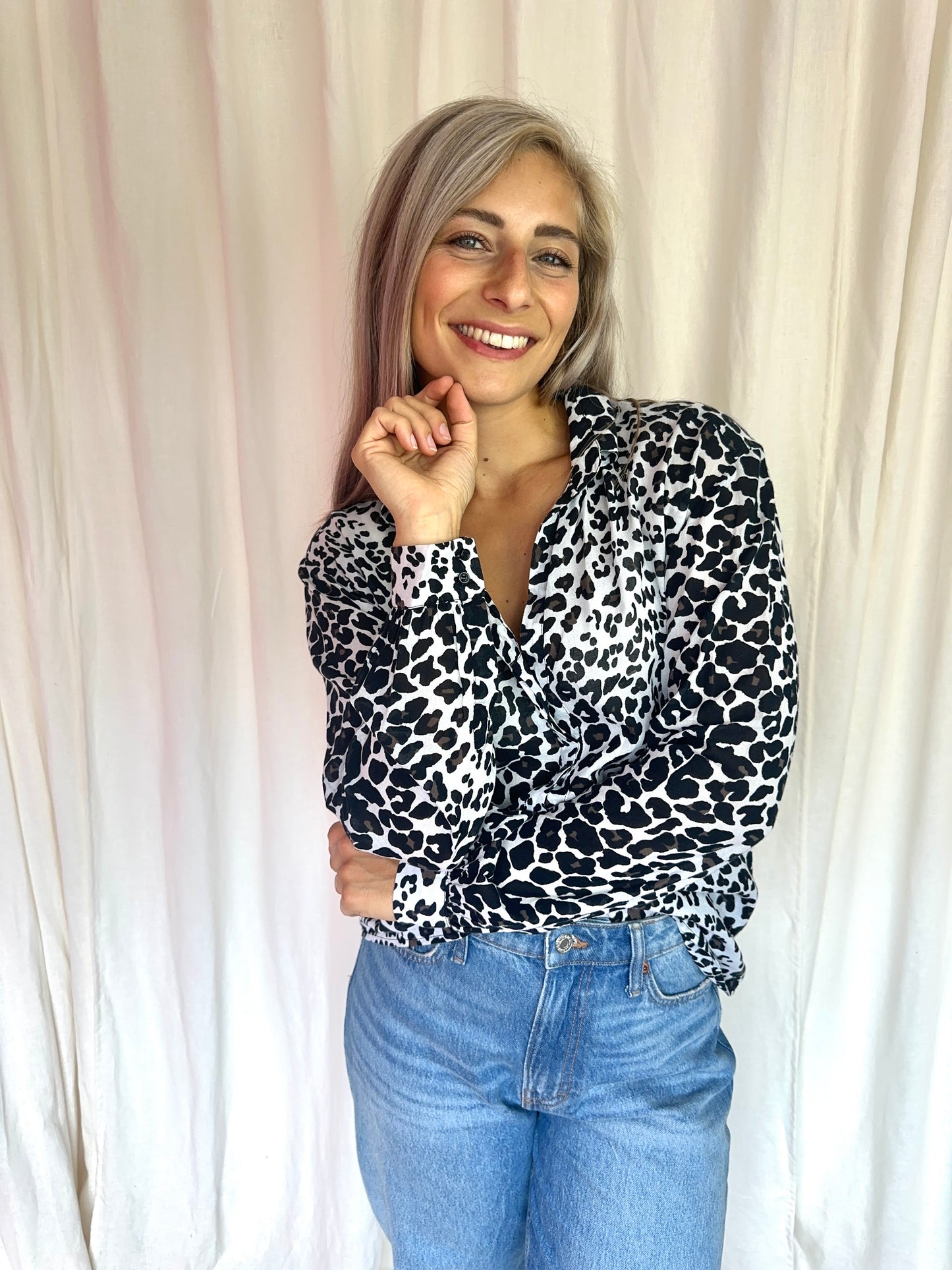 Blouse Maje panterprint zwart,wit maat M