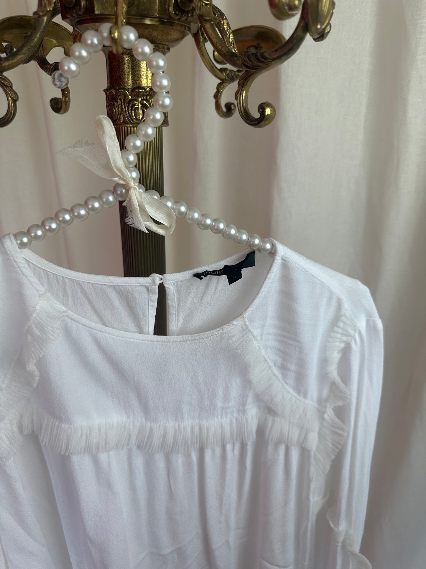 Blouse Maje ruches wit maat 3