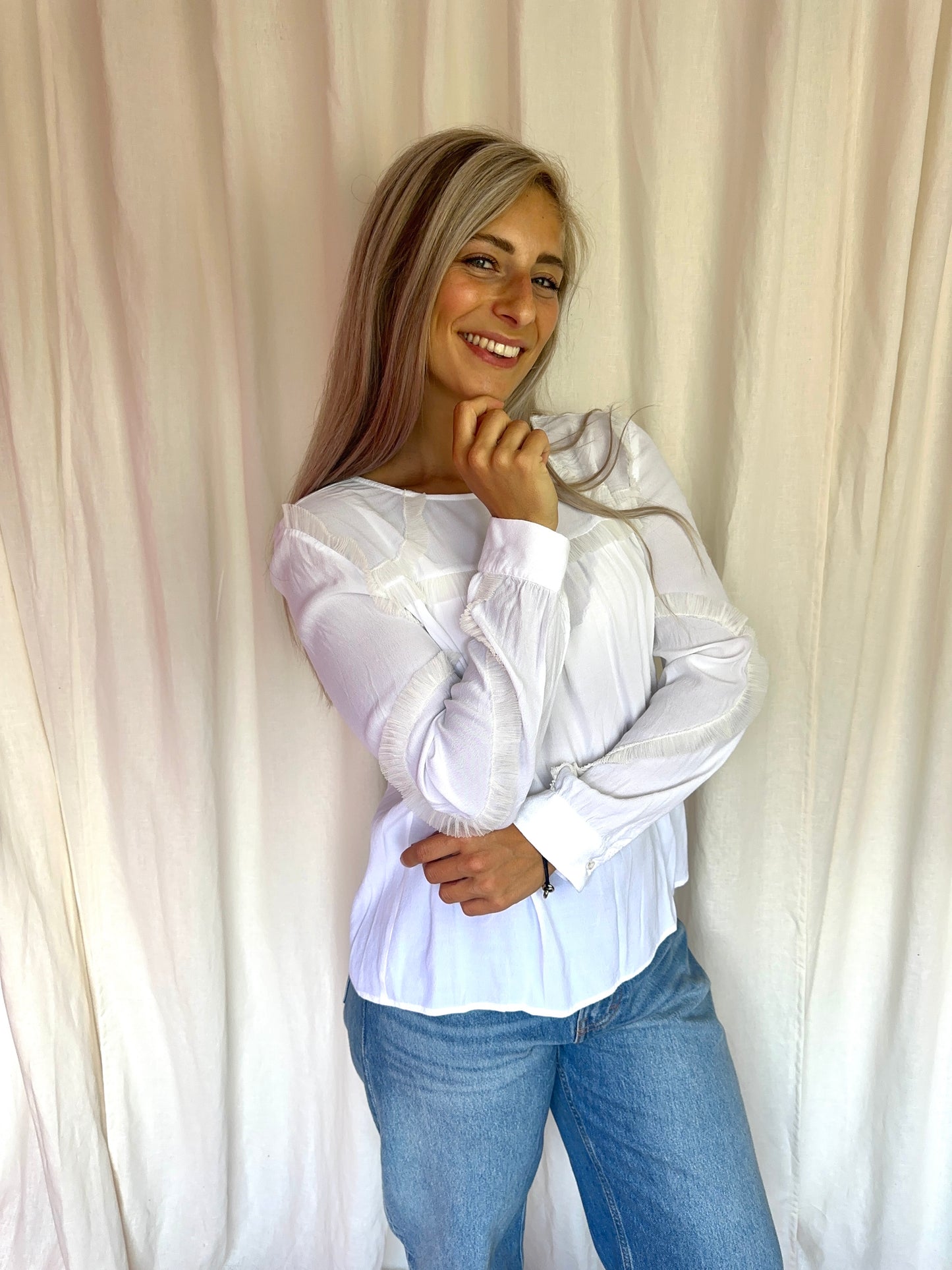 Blouse Maje ruches wit maat 3