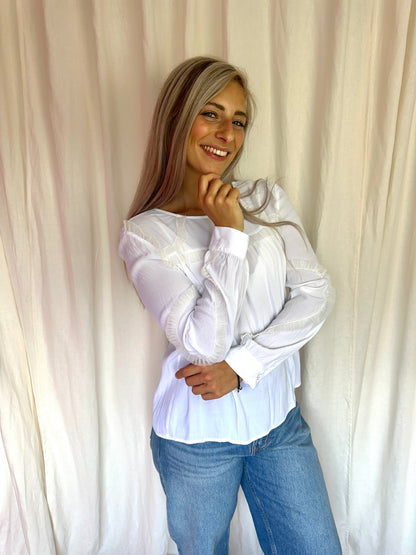 Blouse Maje ruches wit maat 3