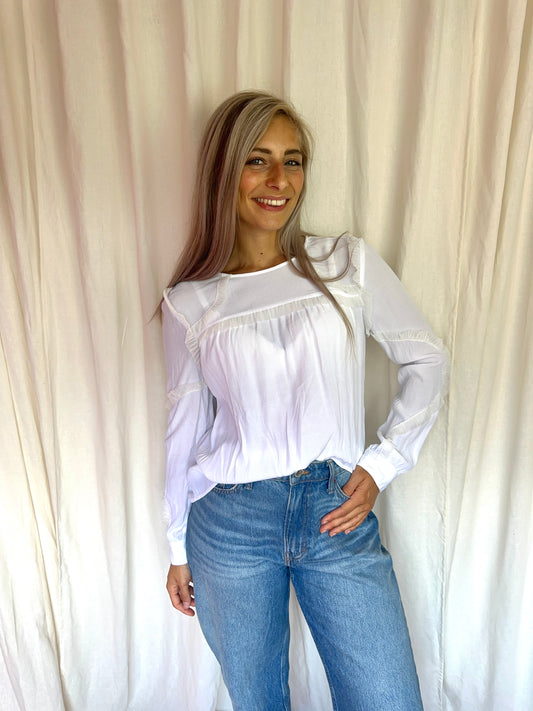 Blouse Maje ruches wit maat 3