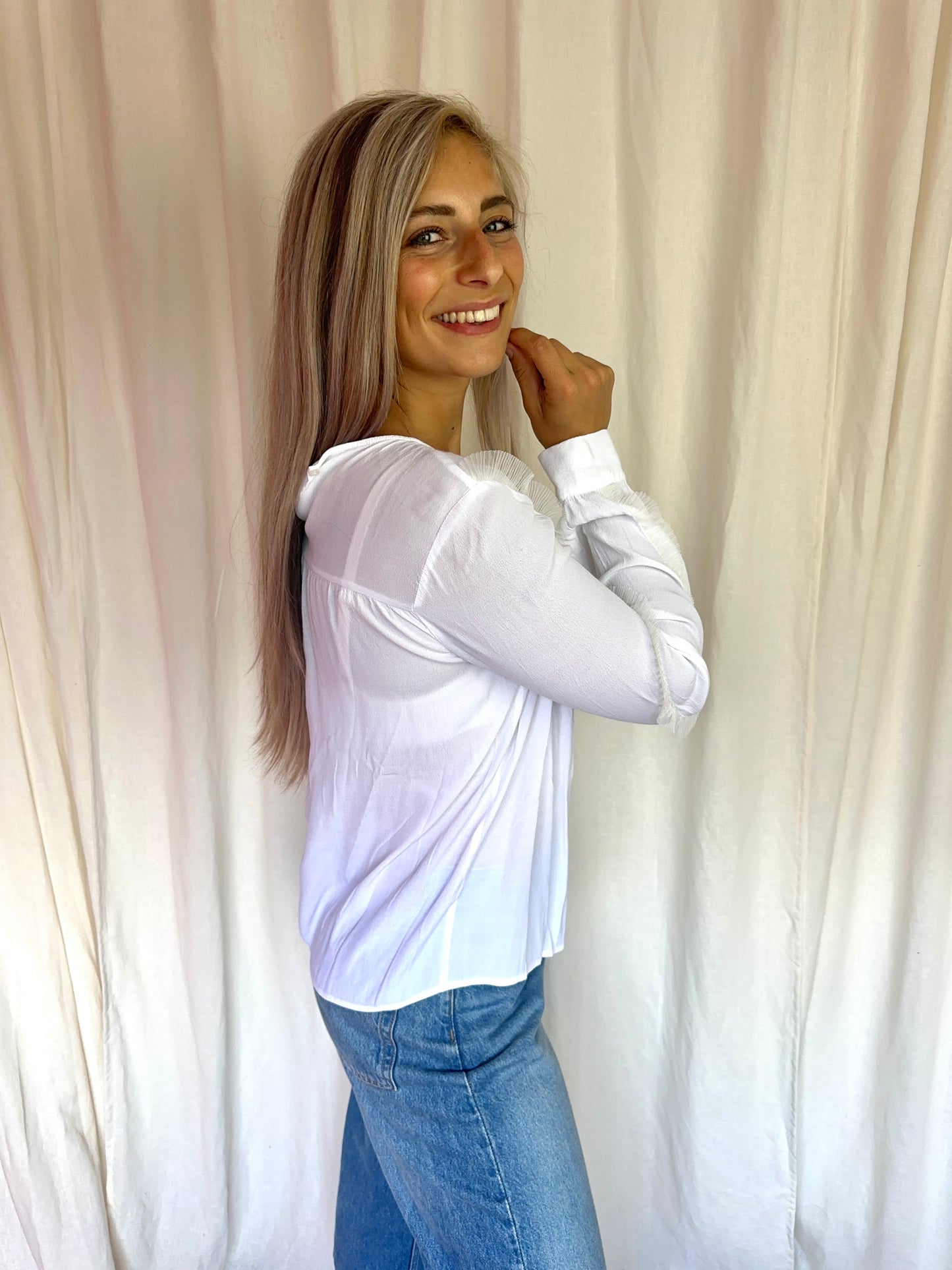 Blouse Maje ruches wit maat 3