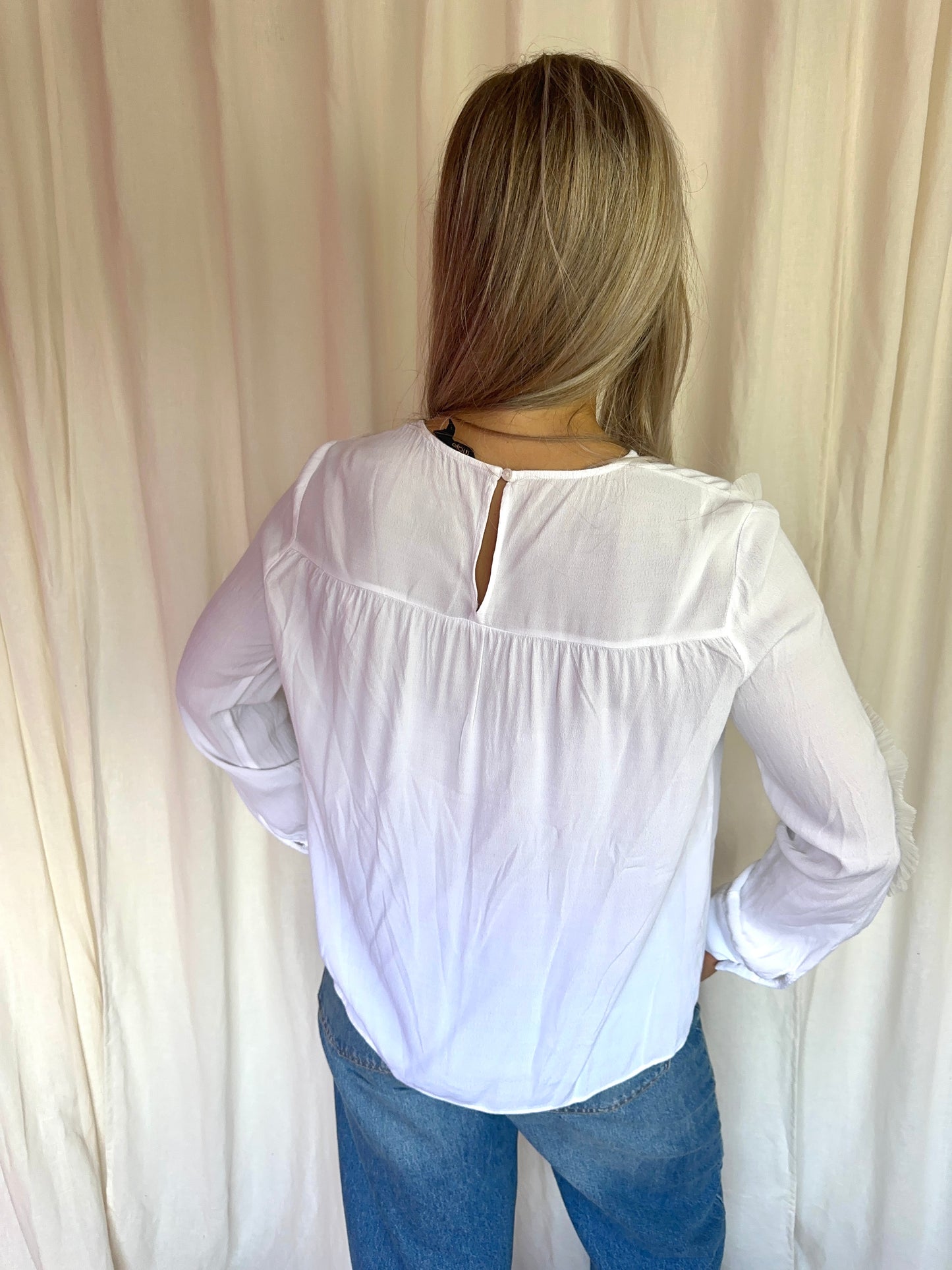 Blouse Maje ruches wit maat 3