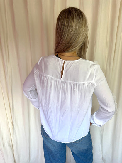 Blouse Maje ruches wit maat 3