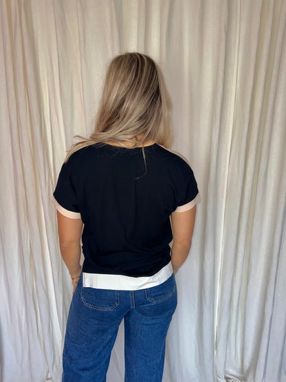 Blouse Marc Cain lichtroze, zwart - Maat 38/40