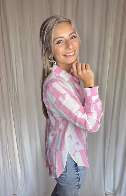 Blouse Marella print lichtroze