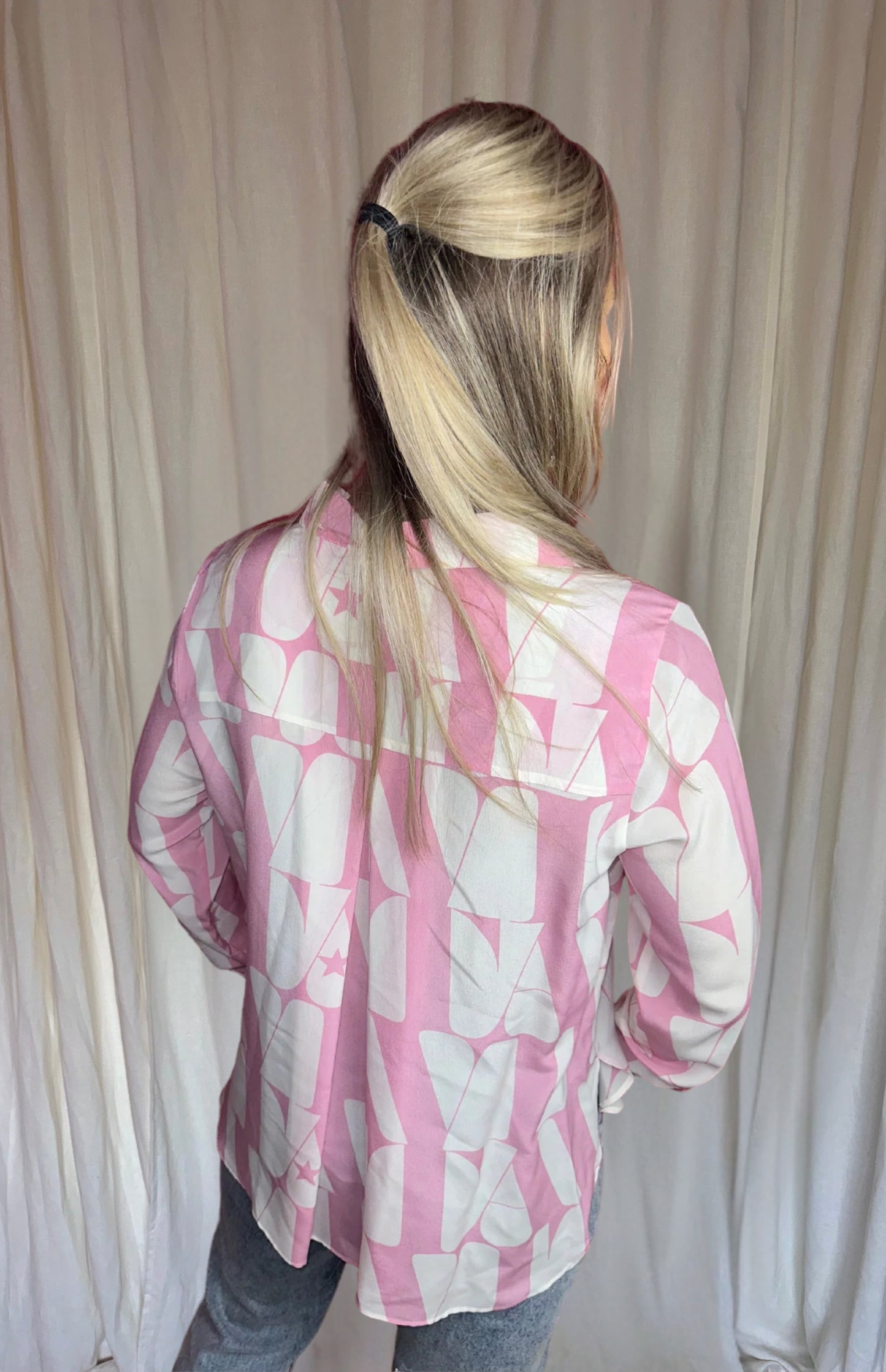 Blouse Marella print lichtroze