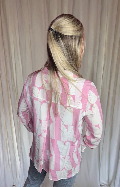 Blouse Marella print lichtroze