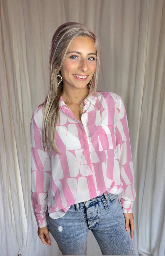 Blouse Marella print lichtroze