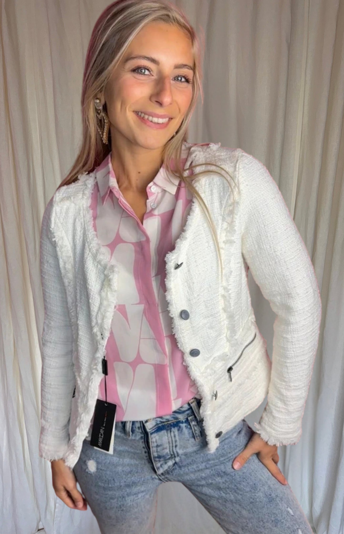 Blouse Marella print lichtroze