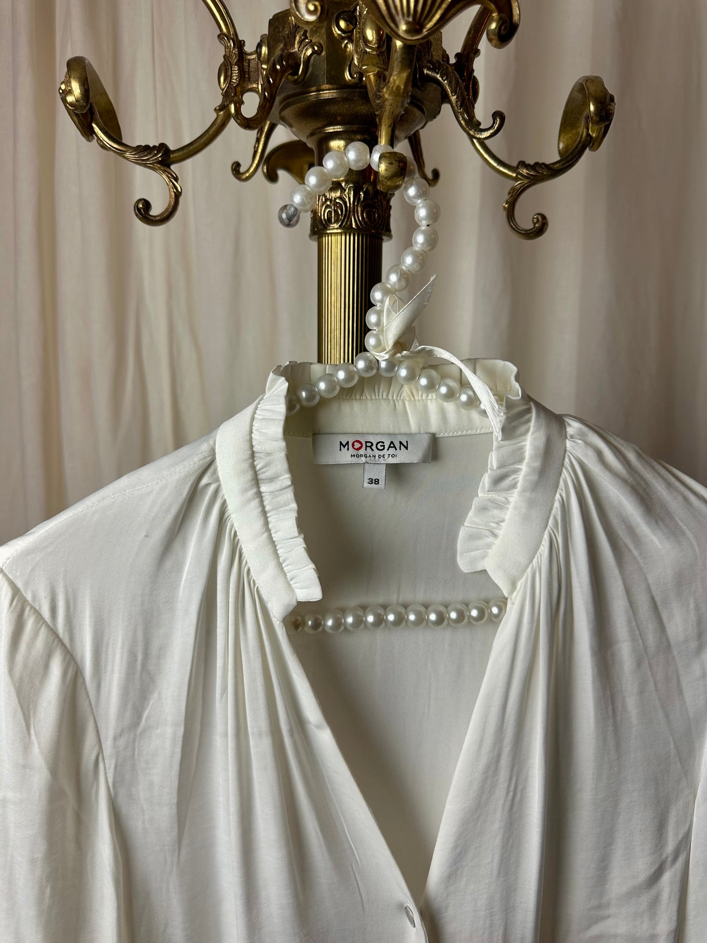 Blouse Morgan basic pofmouwen crème maat 38