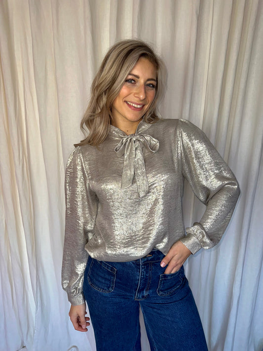 Blouse Musthaves By Elja beige,goud maat S/M