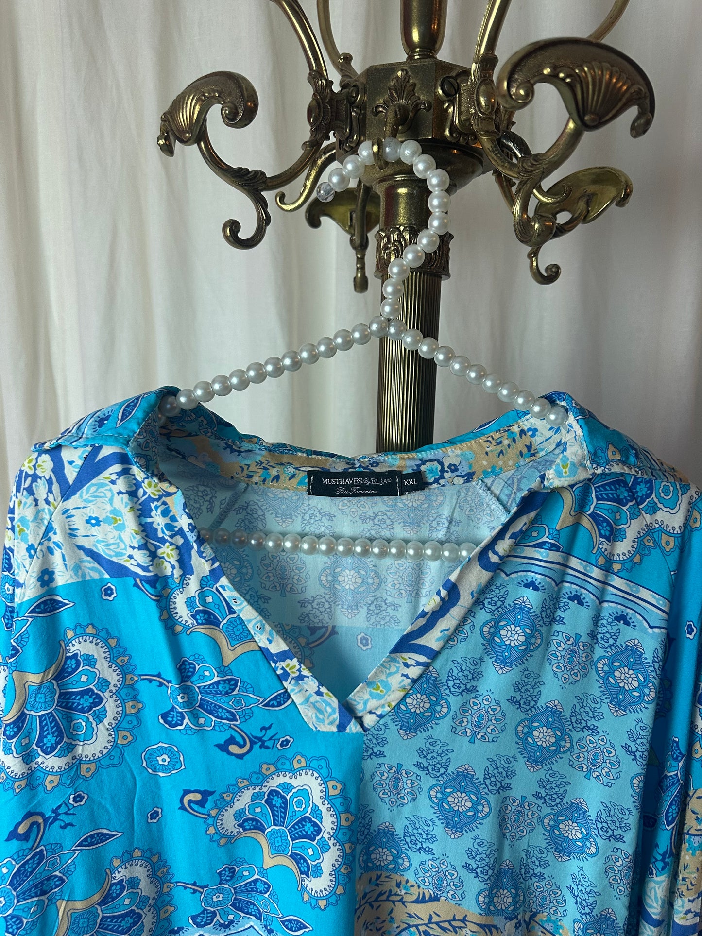 Blouse Musthaves By Elja viscose print turquoise maat XXL