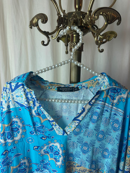Blouse Musthaves By Elja viscose print turquoise maat XXL