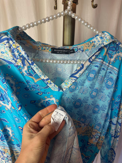 Blouse Musthaves By Elja viscose print turquoise maat XXL