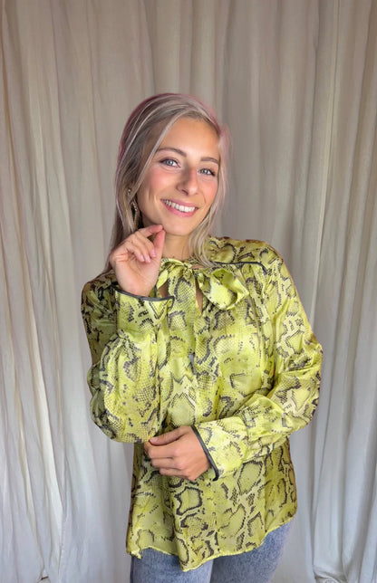 Blouse PINKO slangenprint geel maat XS