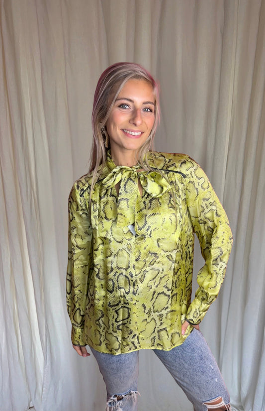 Blouse PINKO slangenprint geel maat XS