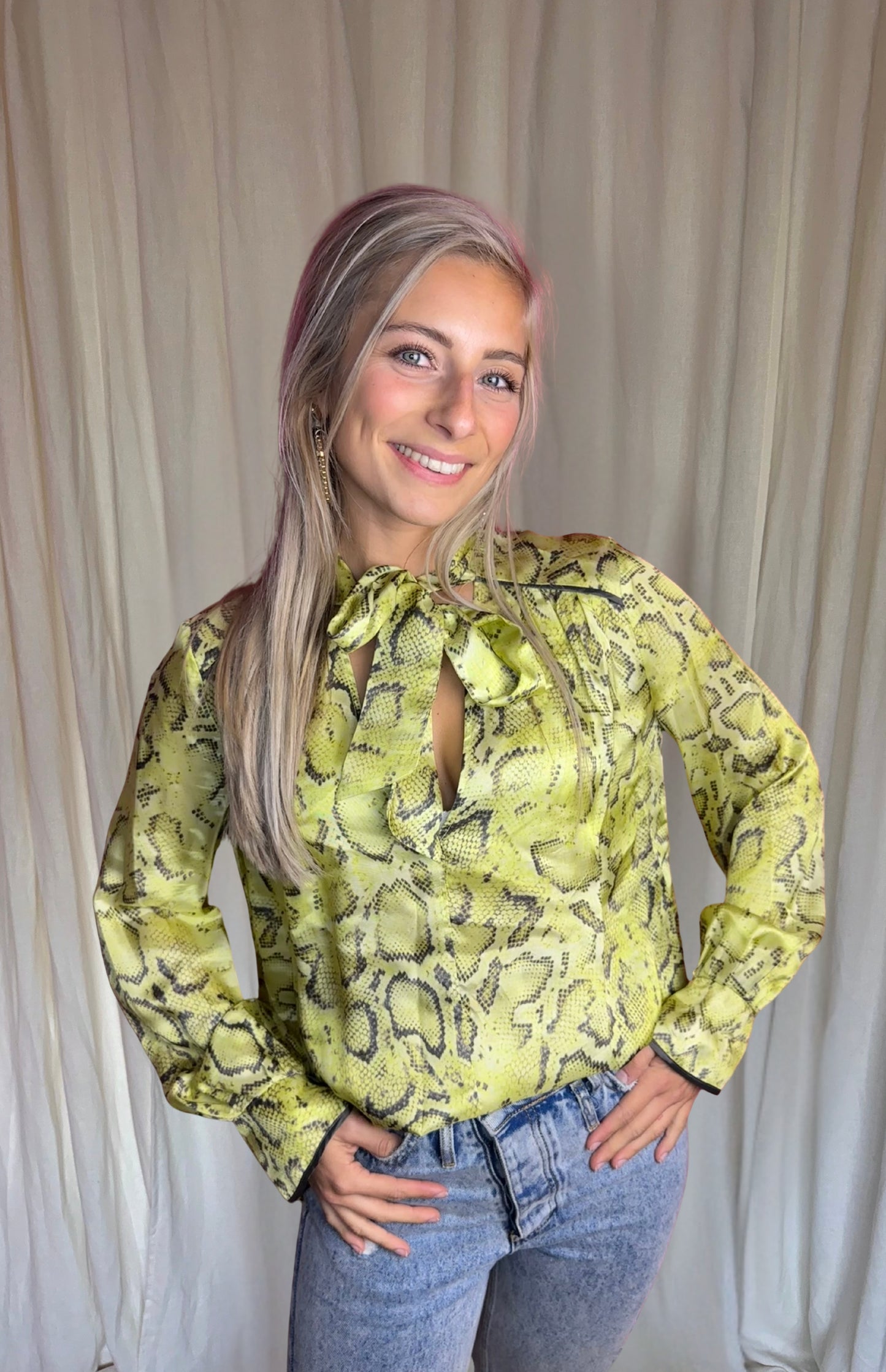 Blouse PINKO slangenprint geel maat XS