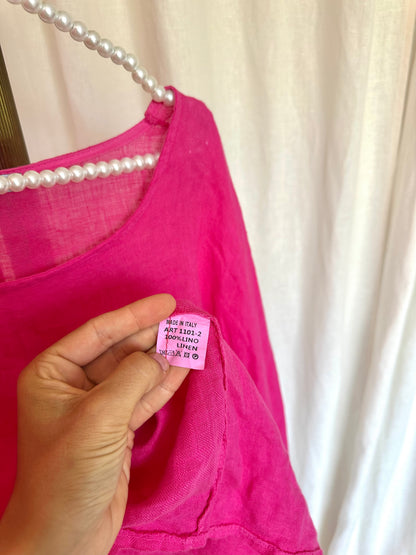 Blouse Puro Lino linnen fuchsia onesize
