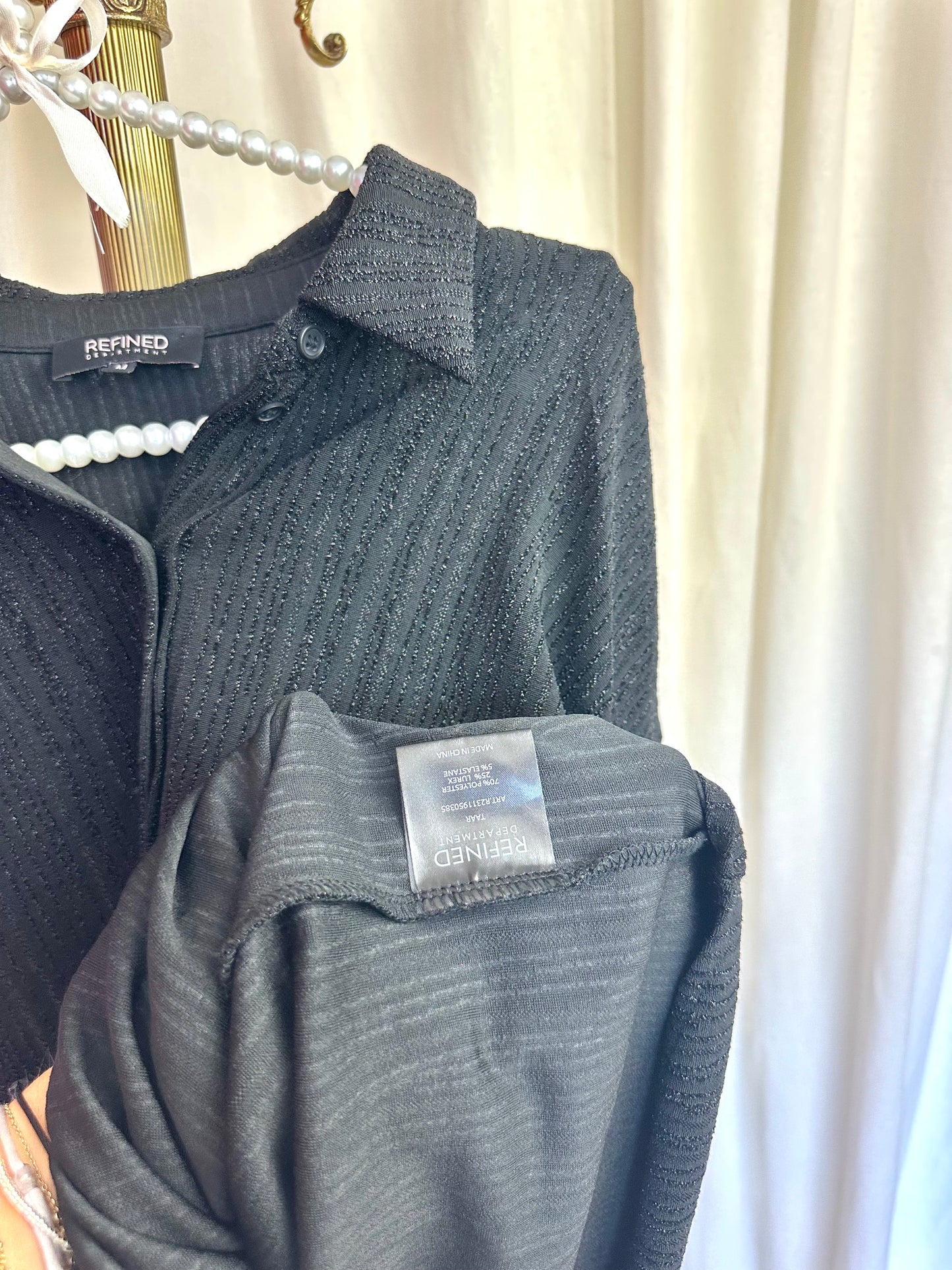 Blouse Refined department zwart glitter - Maat M