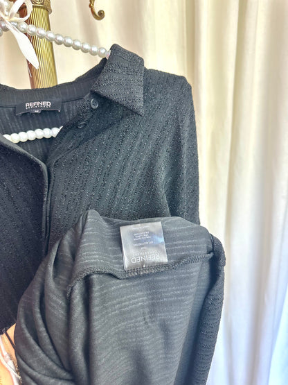 Blouse Refined department zwart glitter - Maat M