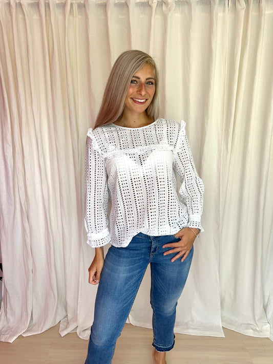 Blouse SET broderie wit - Maat 42