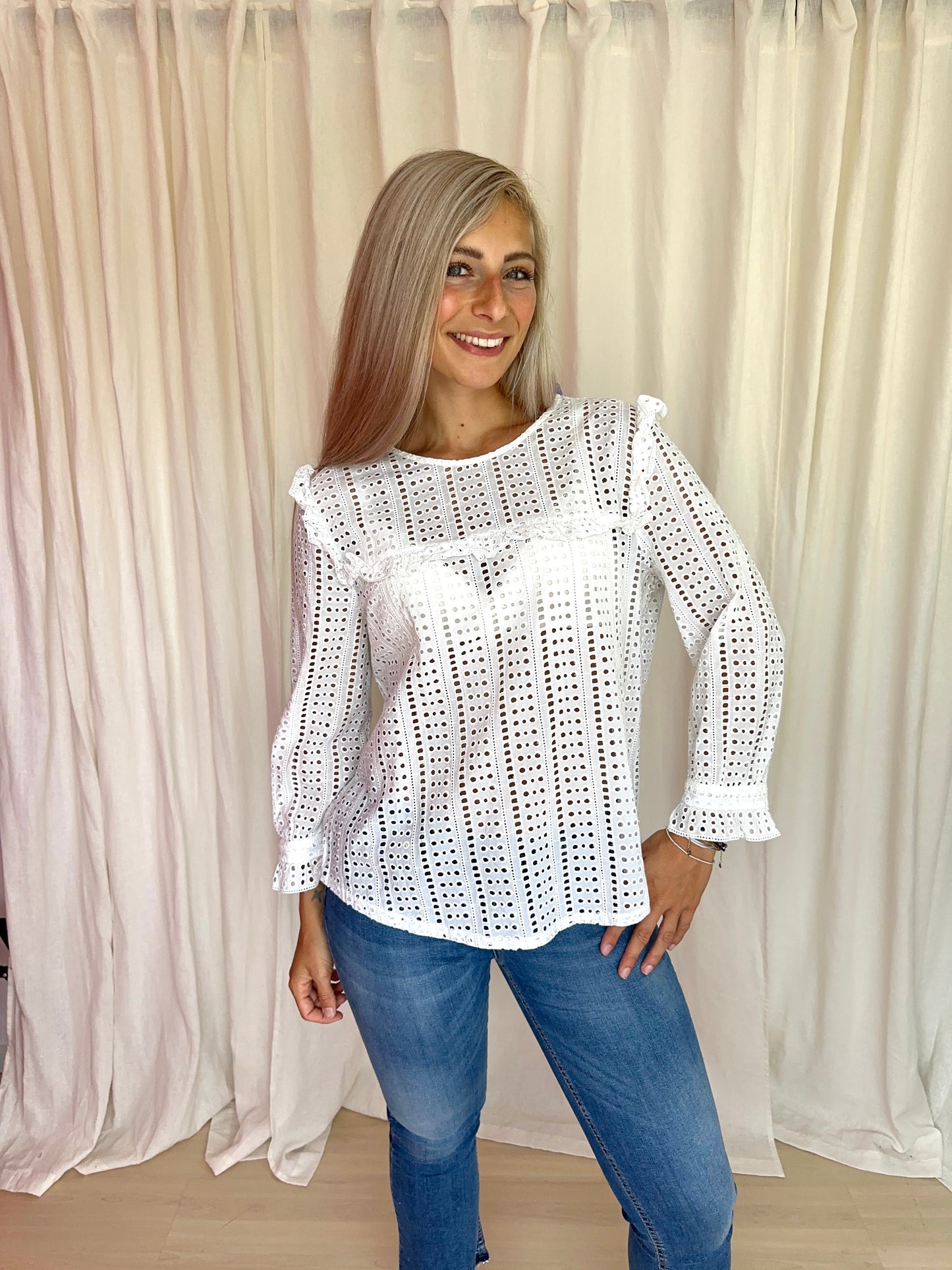Blouse SET broderie wit - Maat 42