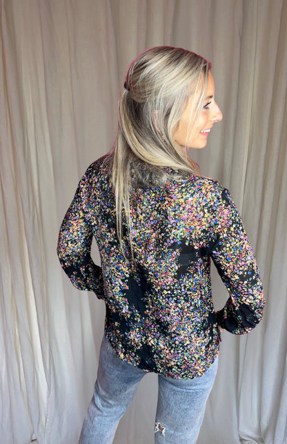Blouse SET bloemenprint zwart - Maat 40