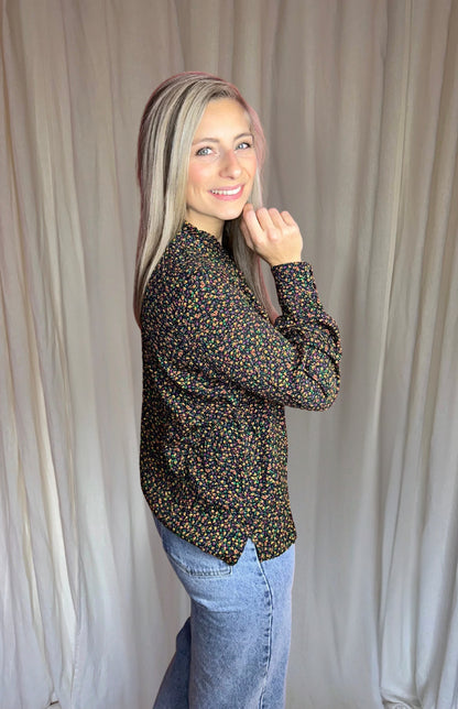 Blouse SET print zwart, meerkleurig maat S