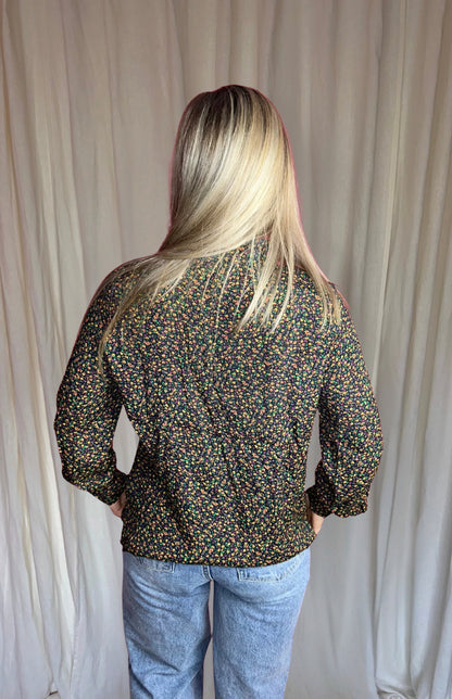 Blouse SET print zwart, meerkleurig maat S