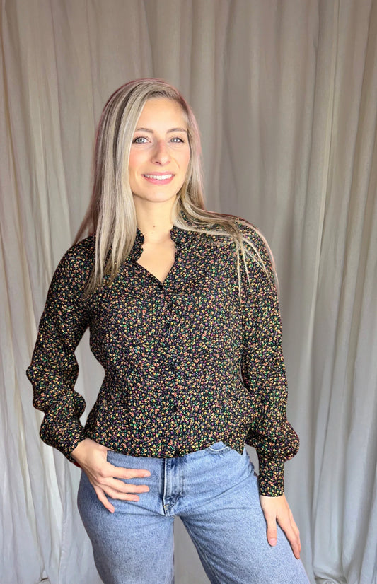 Blouse SET print zwart, meerkleurig maat S